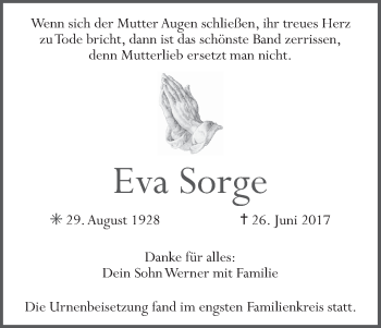Anzeige von Eva Sorge von MGO