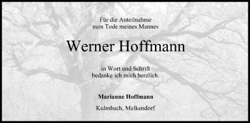 Anzeige von Werner Hoffmann von MGO
