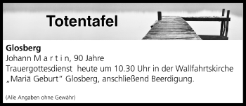Anzeige von Totentafel vom 15.07.2017 von MGO