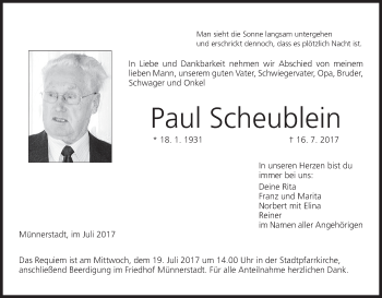 Anzeige von Paul Scheublein von MGO