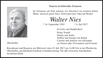 Anzeige von Walter Nies von MGO