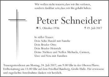Anzeige von Peter Schneider von MGO