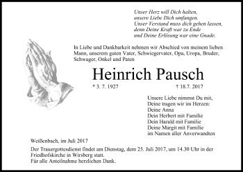 Anzeige von Heinrich Pausch von MGO