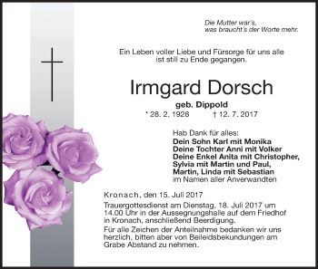 Anzeige von Irmgard Dorsch von MGO