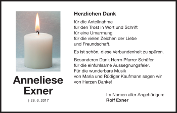 Anzeige von Anneliese Exner von MGO