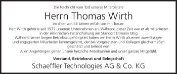 Anzeige von Thomas Wirth von MGO