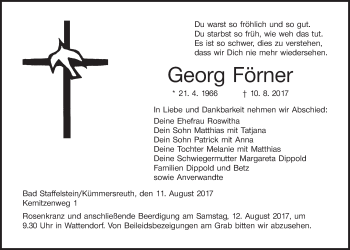 Anzeige von Georg Förner von MGO