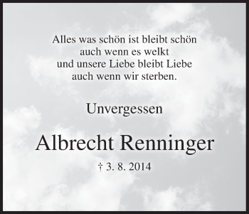 Anzeige von Albrecht Renninger von MGO