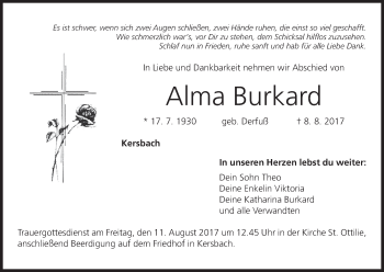 Anzeige von Alma Burkard von MGO