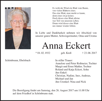 Anzeige von Anna Eckert von MGO