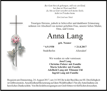 Anzeige von Anna Lang von MGO