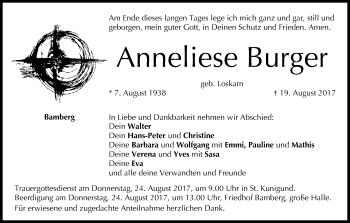 Anzeige von Anneliese Burger von MGO