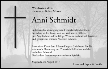 Anzeige von Anni Schmidt von MGO