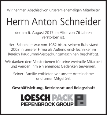 Anzeige von Anton Schneider von MGO
