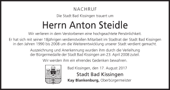 Anzeige von Anton Steidle von MGO