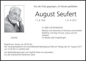 Anzeige von August Seufert von MGO
