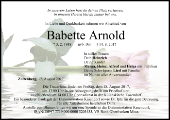 Anzeige von Babette Arnold von MGO