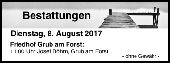 Anzeige von Bestattungen vom 08.08.2017 von MGO