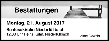 Anzeige von Bestattungen vom 21.08.2017 von MGO