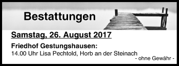 Anzeige von Bestattungen vom 26.08.2017 von MGO