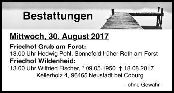 Anzeige von Bestattungen vom 30.08.2017 von MGO