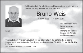 Anzeige von Bruno Weis von MGO