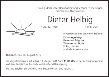 Anzeige von Dieter Helbig von MGO