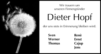 Anzeige von Dieter Hopf von MGO