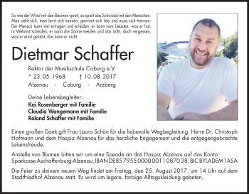 Anzeige von Dietmar Schaffer von MGO