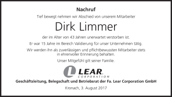 Anzeige von Dirk Limmer von MGO
