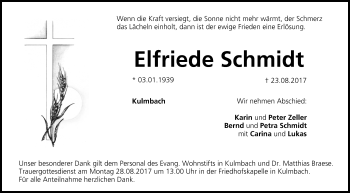 Anzeige von Elfriede Schmidt von MGO
