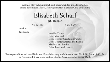 Anzeige von Elisabeth Scharf von MGO