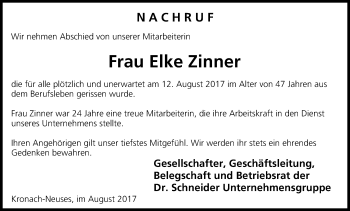 Anzeige von Elke Zinner von MGO