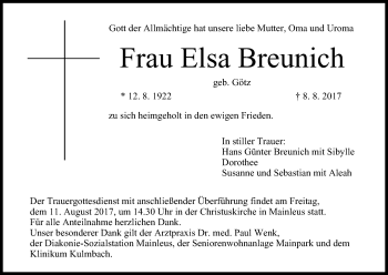 Anzeige von Elsa Breunich von MGO