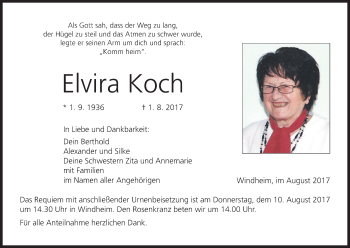 Anzeige von Elvira Koch von MGO