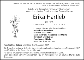 Anzeige von Erika Hartleb von MGO