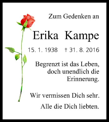 Anzeige von Erika Kampe von MGO