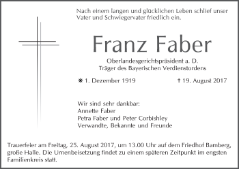 Anzeige von Franz Faber von MGO