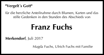 Anzeige von Franz Fuchs von MGO