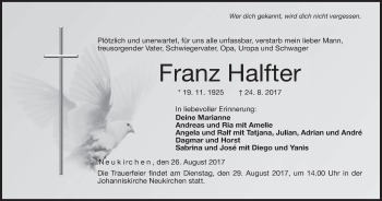 Anzeige von Franz Halfter von MGO