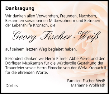 Anzeige von Georg Fischer-Weiß von MGO