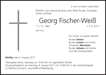 Anzeige von Georg Fischer-Weiß von MGO