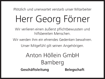 Anzeige von Georg Förner von MGO