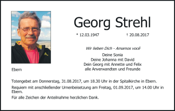 Anzeige von Georg Strehl von MGO