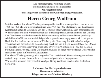 Anzeige von Georg Wolfrum von MGO