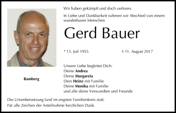 Anzeige von Gerd Bauer von MGO