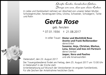 Anzeige von Gerta Rose von MGO