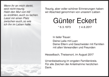 Anzeige von Günter Eckert von MGO