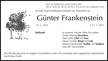 Anzeige von Günter Frankenstein von MGO