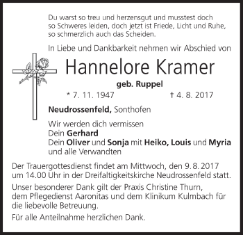 Anzeige von Hannelore Kramer von MGO